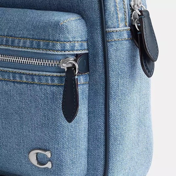 Coach Charter Crossbody Pack Bag in Silver/Indigo Denim & Calf Leather NWT - Picture 5 of 16
